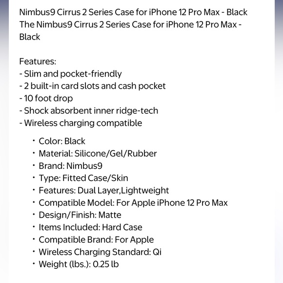 Cirrus 2 Case Black for iPhone 12 Pro Max - Picture 10 of 12